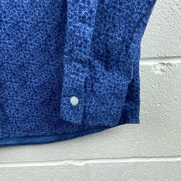 Topman Shirt Mens Size Small Floral Blue Long‎ Sleeves Button Down - Picture 5 of 13